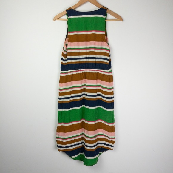 Fossil Dress Womens XS Multicolor 100% Silk Striped Sleeveless Button Up Retro - Picture 4 of 8